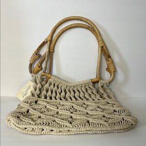 Universal Thread Beige Crochet Macrame Handbag Purse